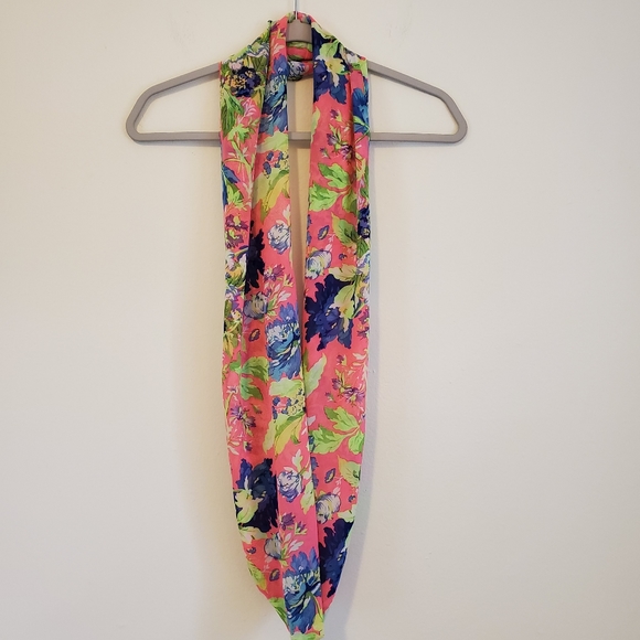 Bright Floral Design Infinity Georgette Flouncy Scarf - Picture 2 of 3